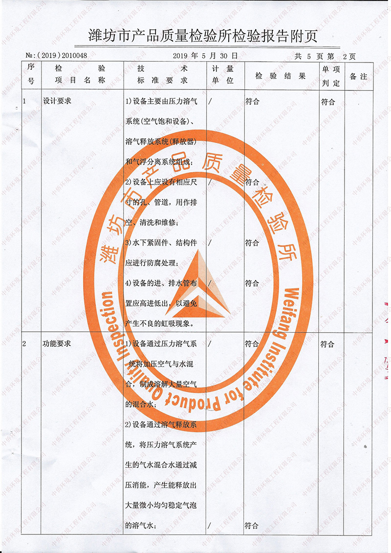 氣浮機檢測報告